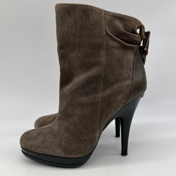 Michael Kors Grey-Taupe Suede High Heel Stiletto Ankle Leather Boots SZ 8 - Picture 3 of 15